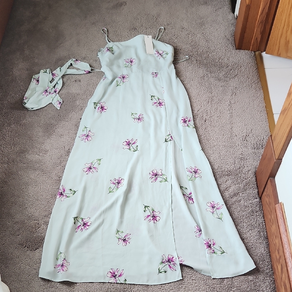 Socialite Mint Green Floral Print Dress SIZE M